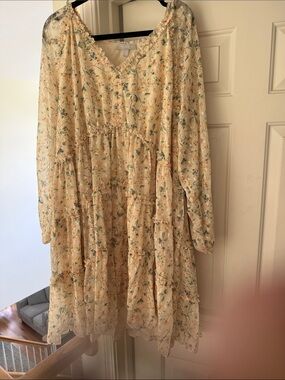 Chelsea28 Yellow Floral Ruffle Tiered Dress Nordstrom! 3X